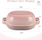 Enameled Cast Iron Dutch Oven Pot with Lid, Oval Dutch Oven for Bread Baking, Bread Oven for Homemade Sourdough Bread Baking, 7qt, Pink