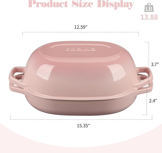 Enameled Cast Iron Dutch Oven Pot with Lid, Oval Dutch Oven for Bread Baking, Bread Oven for Homemade Sourdough Bread Baking, 7qt, Pink