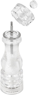 Cole & Mason London Refillable Spice Mill - Kitchen & Home Accessory - Table Salt Grinder - Salt Mill with Ceramic Mechanism - 8", Acrylic