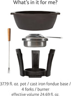 BOSKA Fondue Pot Set Party Pro - Cast Iron Fondue Set - Durable Fondue Pot inc. Burner and 4 Forks - for All Type of Stoves - Cheese Fondue Melts smoothly Every time