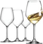 Bormioli Rocco 14.75 oz White Wine Glasses (Set Of 4): Crystal Clear Star Glass, Laser Cut Rim For Wine Tasting, Elegant Party Drinking Glassware, Restaurant Quality