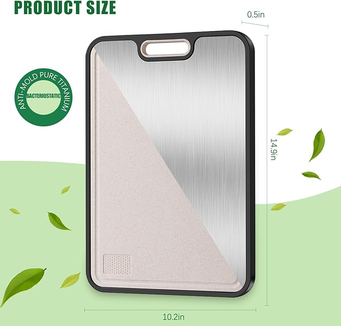 3 Pcs Titanium Cutting Board, Pure Cut Titanium Cutting Boards for Kitchen, Food-Grade Chopping Board for Cutting Fruit Meat Vegetable, Dishwasher Safe Easy to Clean, 15×10 Inch