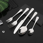 JASHII 20-piece Silverware Flatware Set Vintage Carved Floral Pattern Eating Utensils Stainless Steel Knife Fork Spoon Set Mirror Polished Dishwasher Safe - Silver