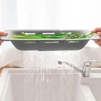 Collapsible Sink Colanders and Strainers Basket Over the Sink Colander Collapsible Colander Extendable Plastic Fruit Vegetable Strainer Drainer Basket for Kitchen (Length 14.3 inch-19.4 inch) (Gray)