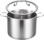 DELARLO Tri-ply Stainless Steel 20QT Stock Pot, Compatible with All Stoves Up to 600℉, 18/10 Induction Big Cooking Pot with Lid, Fast & Even Heating, Durable Large Soup Pot