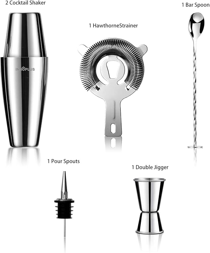 Cocktail Shaker, 27OZ Martini Shaker, Drink Shaker, Cocktail Shaker Set 6 Pcs,Boston Shaker, Bar Set, Cocktail Strainer, Bar tools, Bartender Kit, Stainless Steel Double Measuring Jigger, Mixing Spoon