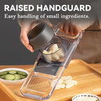 KEOUKE Transparent Multifunctional Mandoline Slicer - 6 Blades Interchangeable, Handheld Vegetable Cutter with Hand Guard for Kitchen, Onion, Garlic, Safe Food Slicer