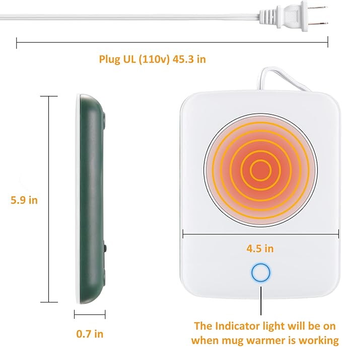 Misby Coffee Warmer, Coffee Cup Warmer with Auto Shut Off, Gravity-Induction Coffee Warmer for Desk Use, Coffee Mug Warmer for Coffee Lovers Gift Keep Beverages Coffee Warmer (Green)