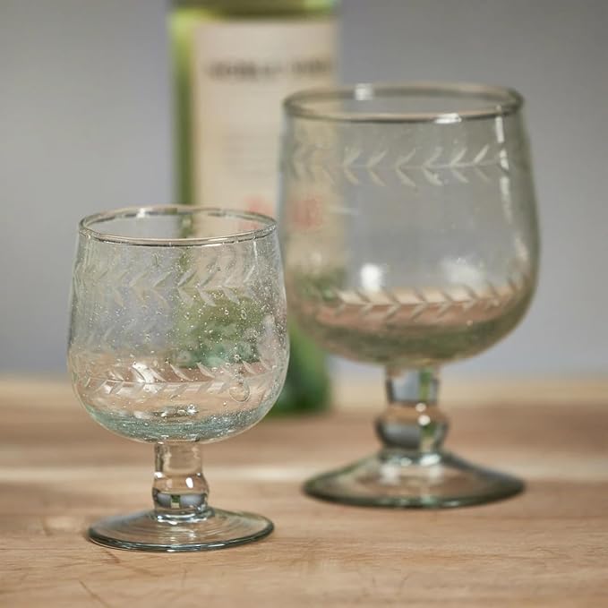 Zodax Tuscan Handmade Etched Glass - Set of 4 (Wine S/4)