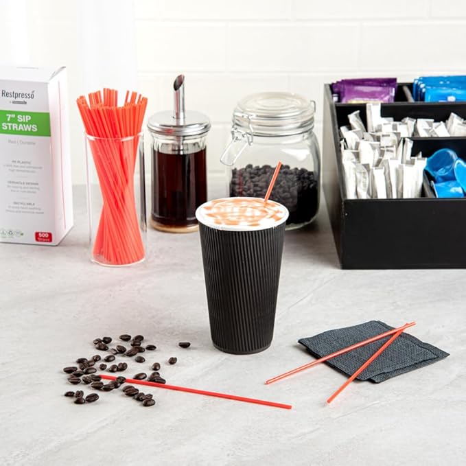 Restaurantware Restpresso 7 Inch Cocktail Stirrers 5000 Disposable Coffee Stirring Rods - Premium Odorless Red Plastic Stirrers For Coffee For Hot And Cold Drinks For Bars Or Offices