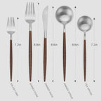 Matte Silver Silverware Set With Brown Handle, Vanys 20 Piece Stainless Steel Cutlery Flatware Set, Kitchen Utensil Sets for 4, Tableware With Knife Spoons And Forks Set, Satin Finished Polished