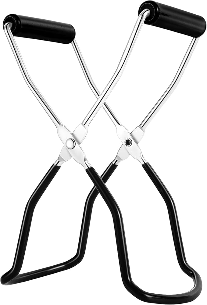 Canning Jar Lifter, Canning Tongs, Stainless Steel Jar Lifter with Rubber Grip Handle for Home Kitchen, Black