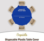 Exquisite 12-Pack Premium Plastic 84-Inch Round Tablecloth - Dark Blue