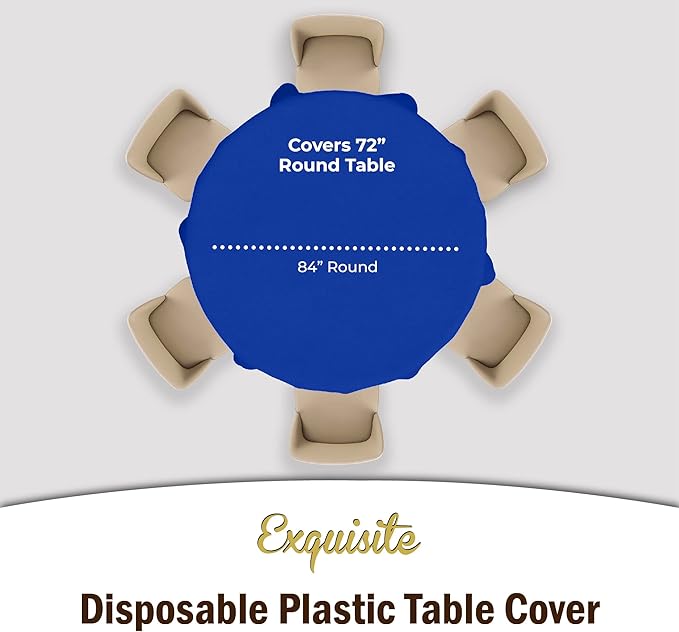 Exquisite 12-Pack Premium Plastic 84-Inch Round Tablecloth - Dark Blue