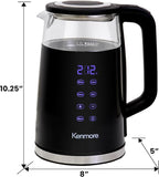 Kenmore Electric Kettle - 1.7 Liter Cordless Digital Chauffe-eau, Instant Pot Tea Kettle, Preset Temperature Control, Automatic Shut- Off, Cool Touch, Hot Water Boiling Heater, Black