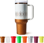 Metallic Glitter Boot for Stanley, Silicone Protector Sleeve Accessories for Stanley Quencher H2.0 FlowState Tumbler 40oz / Adventure Quencher Tumbler 40oz (Bronze)