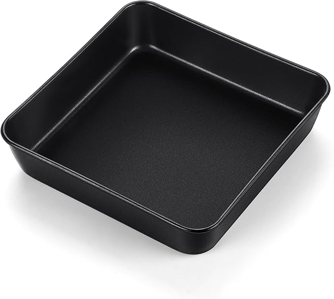 TeamFar Square Baking Pan, 8 inch Coated Square Cake Brownie Lasagna Pan with Stainless Steel Core & Non Stick Coating, for Baking Roasting Serving, Non-Toxic & Oven Safe, One Piece Design & Deep Wall