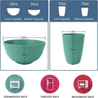 64-Piece Service for 8 Dinnerware Set - Unbreakable Wheat Straw Dinnerware sets of 64 - Dinner plates/Snack plates/Cereal bowls/Drinking Cups/Cutlery for Outdoor camping and indoors.Green