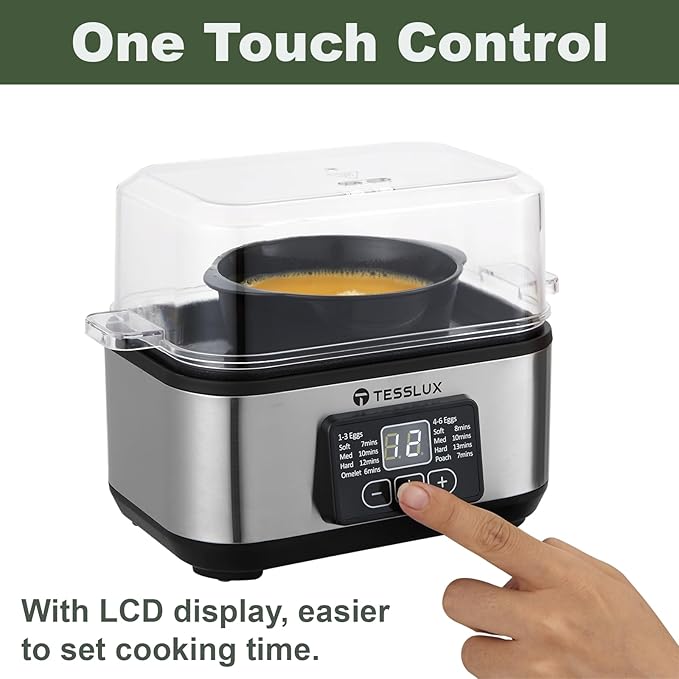 Electric Rapid Egg Cooker, 6 Egg Capacity for Hard Boiled Eggs, Poached Eggs, Scrambled Eggs, or Omelets Maker with Auto Shut Off