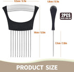 2PCs Stainless Steel Onion Slicer Holder, Onion Cutter Holder for Slicing of Onions,Tomatoes,Avocados,Eggs and Other Vegetables,KItchen Utensils (Wine Red & Black)