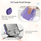 Stainless Steel Bento Box Kids, Leak Proof Metal Bento Lunch Box,3 Compartments 304 Stainless Steel Bento Lunch Containers for School and Office,Dishwasher Safe, BPA-Free(Purple)