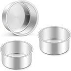 Homikit Mini Round Cake Pan Set of 3, 4 Inch Stainless Steel Small Baking Pans, Layer Smash Cake Tins for Birthday Baby Shower Wedding Party, Oven & Dishwasher Safe