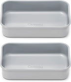 Caraway Nonstick 9” x 6.5” Small Rectangle Baking Pan Duo – Non-Toxic, PTFE & PFOA Free – Aluminized Steel Core – Deep Ceramic Baking Pan for Casseroles, Lasagna & More - Gray