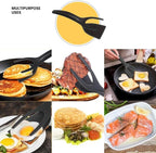 Kitchen Spatula Set of 2, Black Nylon Egg Flipper Turner- Pancake Spatula Stainless Steel, Dishwasher Safe, 2-Piece Multipurpose for Cooking, Breakfast and BBQ (2, Black and Silver)