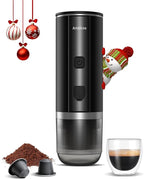 Portable Espresso Maker, 20 Bar Electric Espresso Machine for Travel, Camping, Rechargeable USB-C Mini Coffee Maker for NS Capsule Pods and Ground Coffee, Matte Black