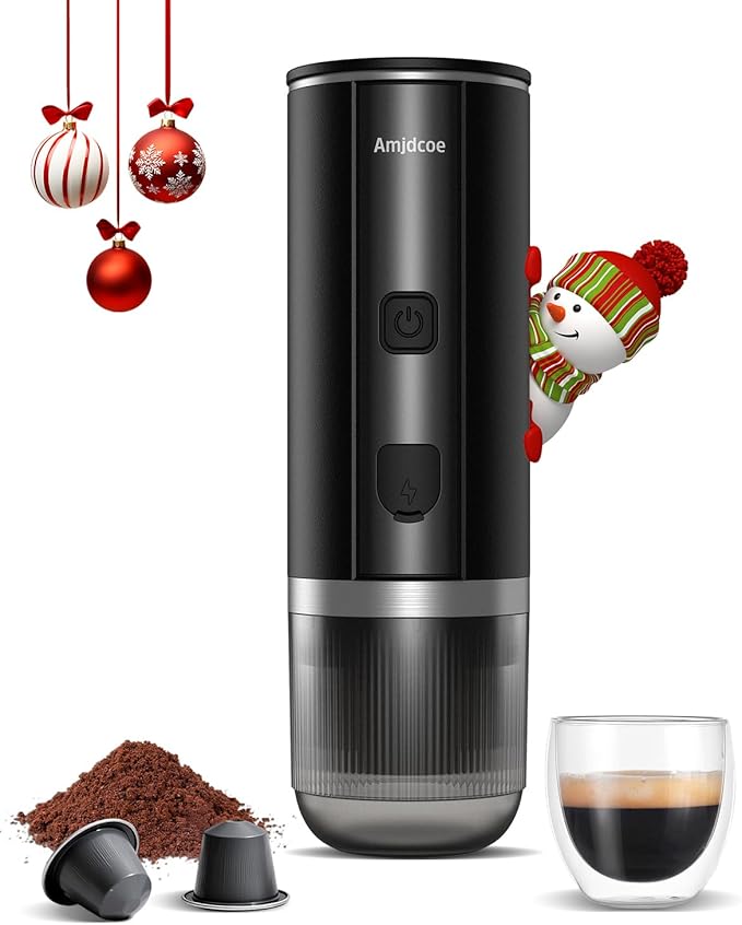 Portable Espresso Maker, 20 Bar Electric Espresso Machine for Travel, Camping, Rechargeable USB-C Mini Coffee Maker for NS Capsule Pods and Ground Coffee, Matte Black