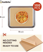 Katbite Air Fryer Disposable Paper Liners 100 Pcs, 9x11 Inch, Oil Resistant & Easy Clean, Non-stick Rectangular Paper Sheets Basket Liner for Toaster Oven Xl Air Fryer