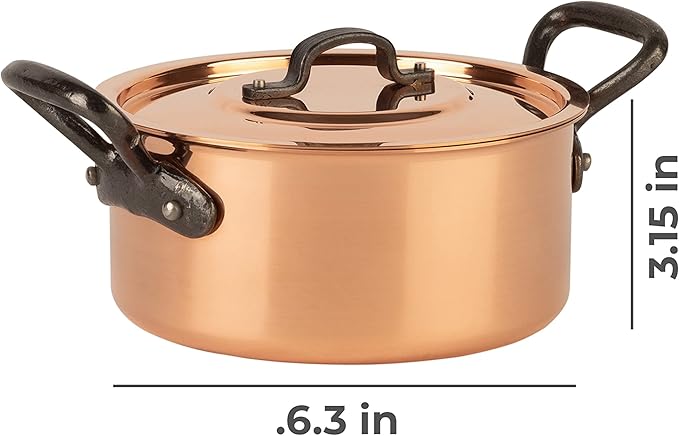 Cuisine Romefort | tinned copper pot with cast iron handles and lid | traditional stockpot made of solid copper | stewpot from France ideal for soups and stews 1.5 qt