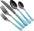 20-Piece Lake Blue Stainless Steel Silverware Set - 18/0 Cutlery, Dinner Knives, Forks, Spoons - Dishwasher Safe