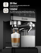 Espresso Machine with Detachable Milk reservoir, Cappuccino Latte Coffee Espresso Maker, 20 Bar High Pressure Super Automatic Espresso Coffee machine