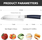 imarku Santoku Knife, 7 inch Kitchen Knife Ultra Sharp Asian Knife Japanese Chef Knife - German HC Stainless Steel 7Cr17Mov - Ergonomic Pakkawood Handle, Christmas Gifts for Women/Men, Blue