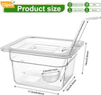 12 Pack Plastic Clear Food Pan with Lids, 1/6 Size 4'' Deep Commercial Stackable Polycarbonate Pans Hotel Food Storage Pan with 1 Pcs Spoon for Fruits Vegetables