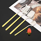 JASHII Hangable Silverware Set, Fresh Macaron Colors Flatware Cutlery Set Service for 2, Satin Finish 8 Piece Stainless Steel Utensils Set for Home and Restaurant, Dishwasher Safe(Yellow Silver)