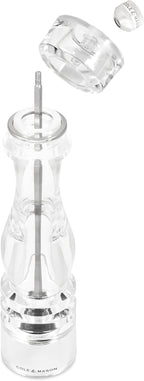 Cole & Mason London Refillable Spice Mill - Kitchen & Home Accessory - Table Black Pepper Grinder - Pepper Mill with Carbon Steel Mechanism - 12", Acrylic