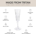 BELLAFORTE - Shatterproof Tritan Plastic Champagne Flute Clear, 6oz, set of 4 Myrtle Beach Dishwasher Safe Plastic Champagne Glasses - Glassware for indoor and Outdoor Use, BPA Free