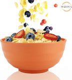 Wheat Straw Bowls Set 60 OZ Unbreakable Large Cereal Bowls Set of 6 Microwave and Dishwasher Safe Bowls Big Bowls for Eating BPA Free Soup Bowl for Serving Oatmeal and Salad Orange