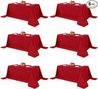 Fitable Red Rectangle Table Clothes, 6 Pack - 90 x 156 Inch - Reusable and Washable Tablecloths, Polyester Fabric Table Covers for Wedding, Party, Banquet, Formal Events