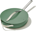 Caraway Nonstick Ceramic Sauté Pan with Lid (4.5 qt, 11.8") - Non Toxic, PTFE & PFOA Free - Oven Safe & Compatible with All Stovetops (Gas, Electric & Induction) - Sage