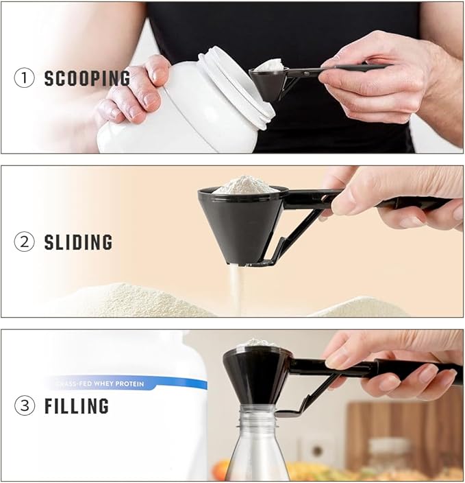 Measuring Scoop with Funnel for Filling Water Bottles with Protein Powder Milk Powder Filling Resuable K Cup Coffee Capsule with Coffee Grounds