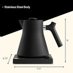 Fellow Corvo EKG Electric Tea Kettle - Electric Pour Over Coffee and Tea Pot - Quick Heating Electric Kettles for Boiling Water - Temperature Control and Built-In Brew Timer-Matte Black-0.9 Liter
