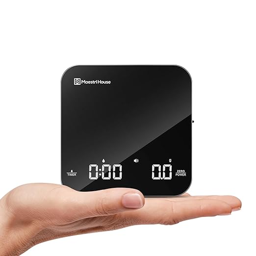 Maestri House Mini Coffee Scale with Timer, USB-C Rechargeable Espresso Scale, 2kg/0.1g Accurate Scale for Espresso and Pour-Over Coffee, Portable Digital Kitchen Scale with Auto Timer (Black)