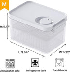 vacane Clear Fruit Containers for Fridge with Timing Knob, Produce Saver with Lids & Colanders, Dishwasher Safe Berry Containers, Keep Vegetable Food Fresh