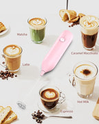CIRCLE JOY Milk Frother Handheld Rechargeable Milk Foamer Electric Mini Drink Mixer with Stainless Steel Whisk for Coffee, Cappuccino, Lattes, Frappe, Matcha and Hot Chocolate, Pink