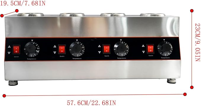 Commercial Electric Sauce Warmer Electric Cheese Sauce Warmer Hot Fudge Warmer Dispenser Cheese Dispenser Warmer with 4 Pump (4 Pump Head)