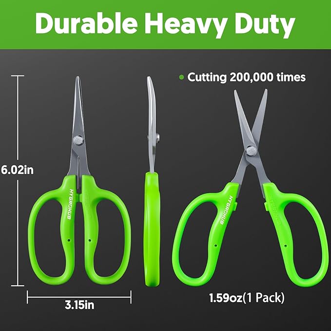 2PCS Garden Scissors, Curved Blade,6in Pruning Shears Snips Non-stick Coated Sharp Steel Blades - Gardening Tools Garden Shears for Plants Herb Flowers in Grow Tent and Hydroponics