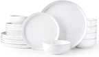 GBHOME Ceramic Dinnerware Sets for 6, 18pcs Stoneware Plates and Bowls Sets, Handmade Chip and Scratch Resistant Dishes Set, Dishwasher & Microwave Safe